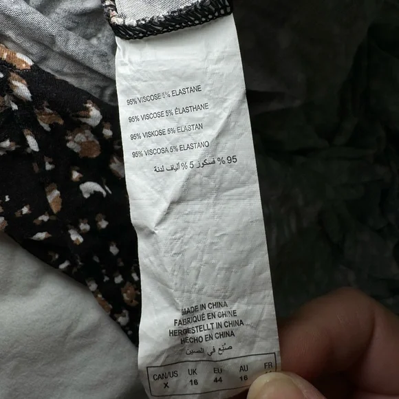 MICHEL STUDIO Maxi Skirt Women’s X Black with Brown/White/Beige Design Leg Slit - Picture 5 of 7